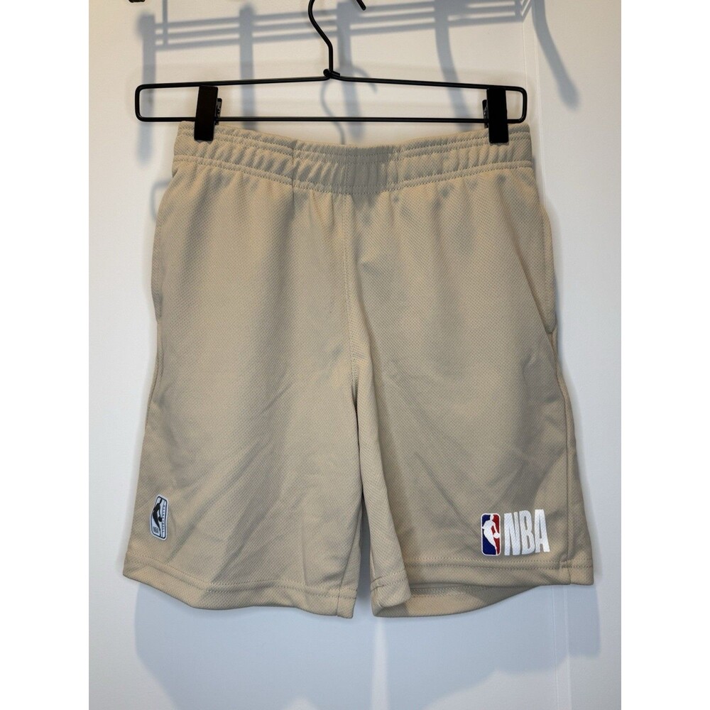 NBA Basketball Boys Shorts Beige Pull On Size 14/16 Large Hoops Pockets